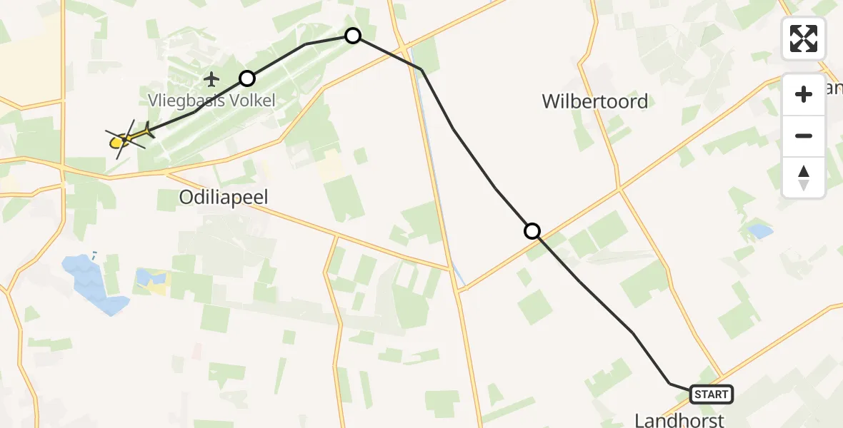 Routekaart van de vlucht: Lifeliner 3 naar Vliegbasis Volkel