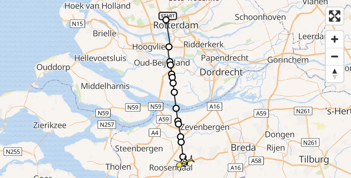 Routekaart van de vlucht: Lifeliner 2 naar Zegge