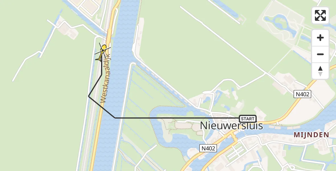 Routekaart van de vlucht: Politieheli naar Nieuwersluis