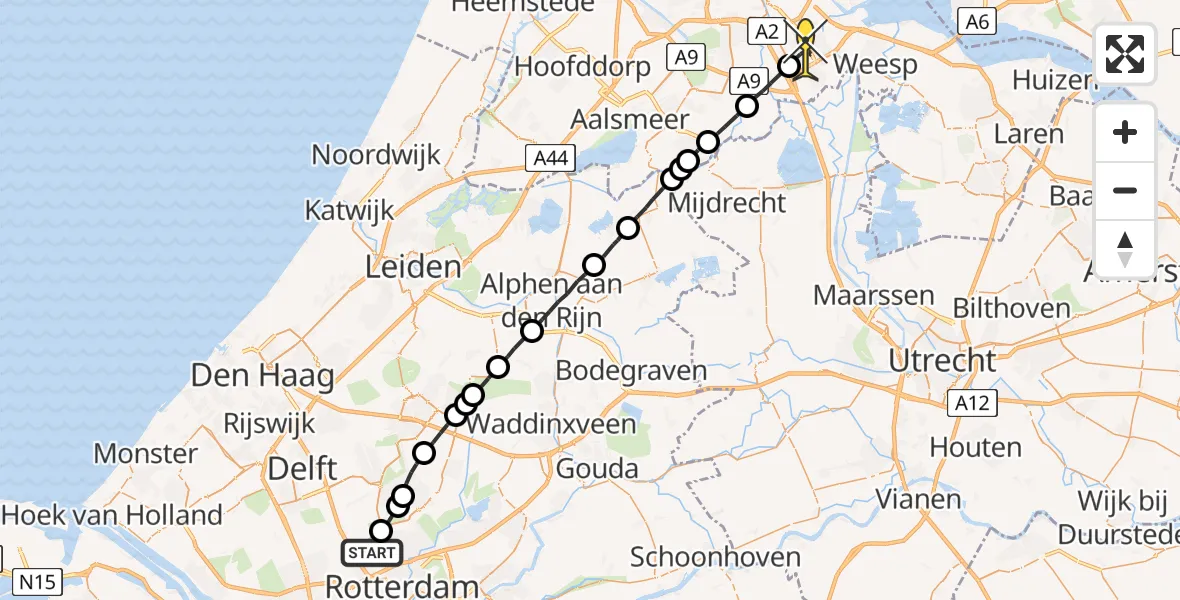 Routekaart van de vlucht: Lifeliner 2 naar Amsterdam