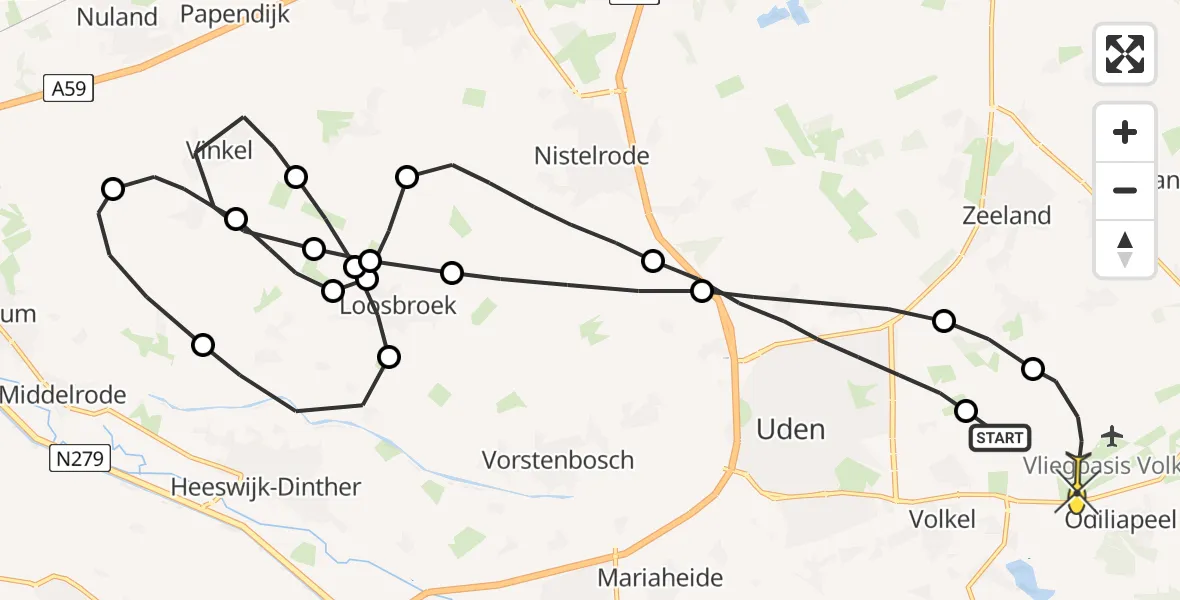 Routekaart van de vlucht: Lifeliner 3 naar Vliegbasis Volkel