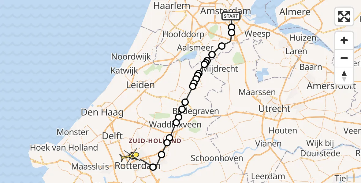 Routekaart van de vlucht: Lifeliner 2 naar Rotterdam The Hague Airport