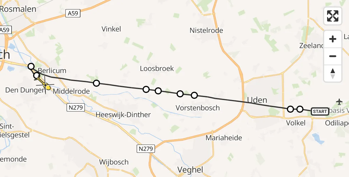 Routekaart van de vlucht: Lifeliner 3 naar Berlicum