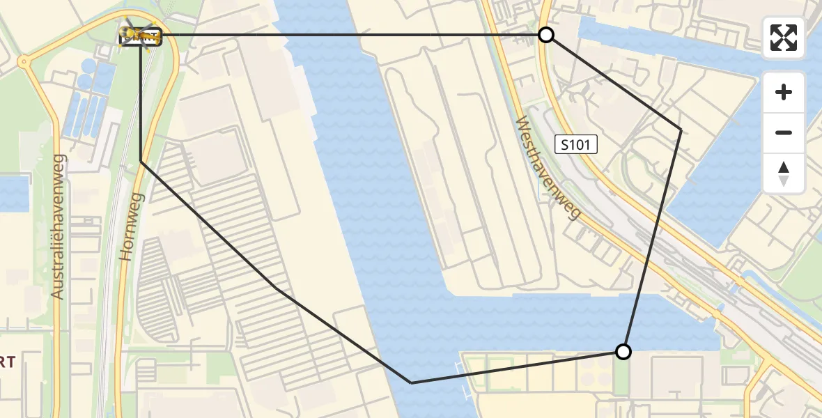 Vluchtroute Traumahelikopter Amsterdam Heliport - Amsterdam Heliport, 01 augustus 2023, 12:43