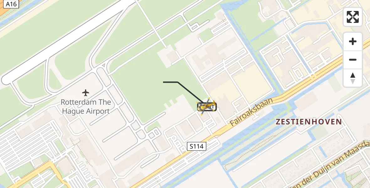 Vluchtroute Traumahelikopter Rotterdam The Hague Airport - Rotterdam The Hague Airport, 01 augustus 2023, 14:13
