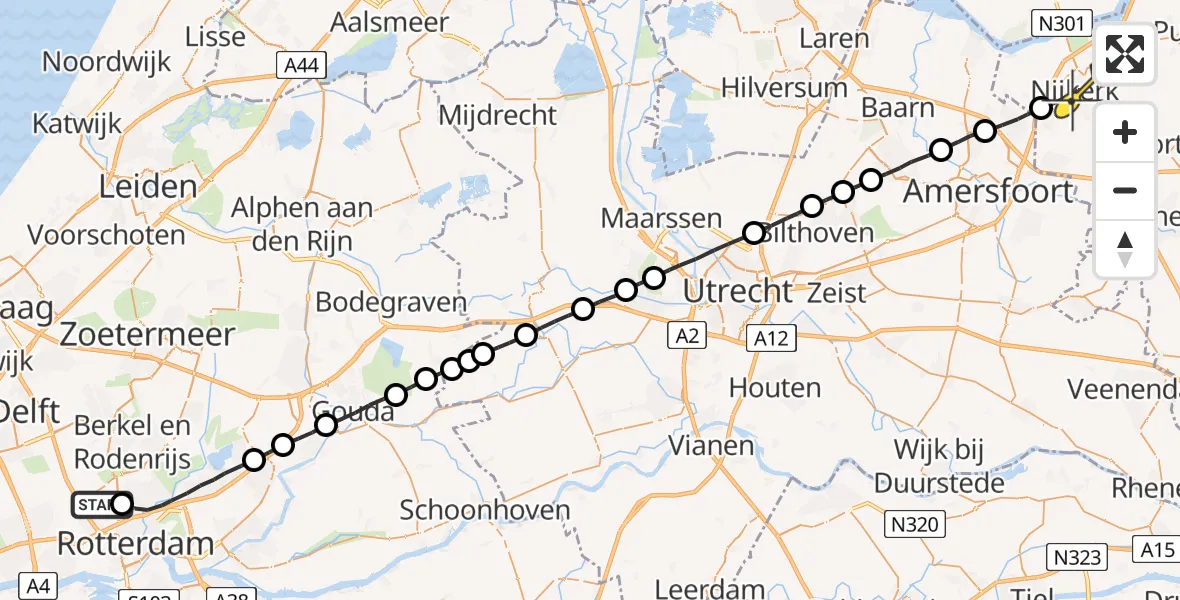 Routekaart van de vlucht: Lifeliner 2 naar Nijkerk