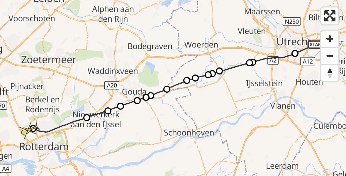 Routekaart van de vlucht: Lifeliner 2 naar Rotterdam The Hague Airport