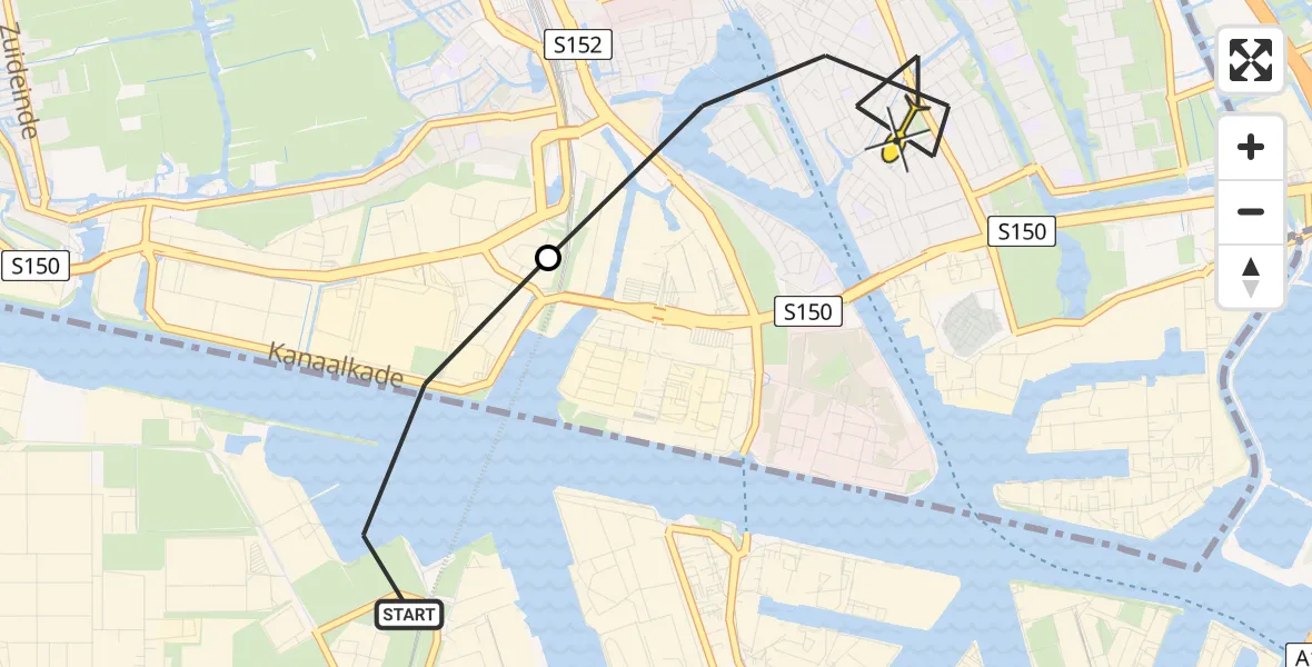 Routekaart van de vlucht: Lifeliner 1 naar Zaandam