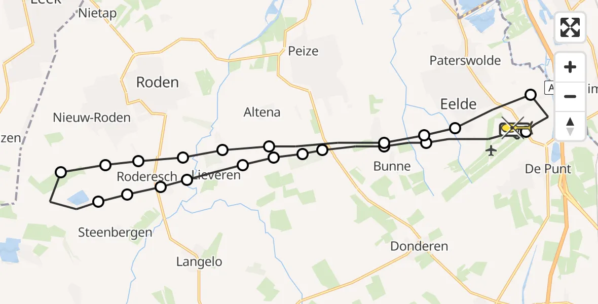 Routekaart van de vlucht: Lifeliner 4 naar Groningen Airport Eelde