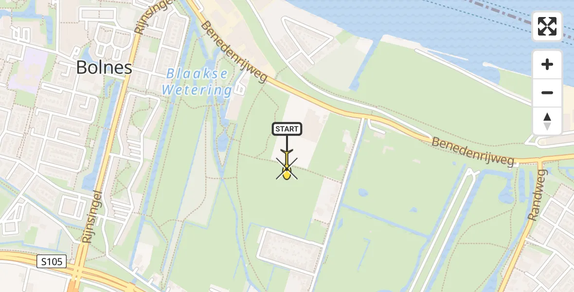 Routekaart van de vlucht: Politieheli naar Ridderkerk