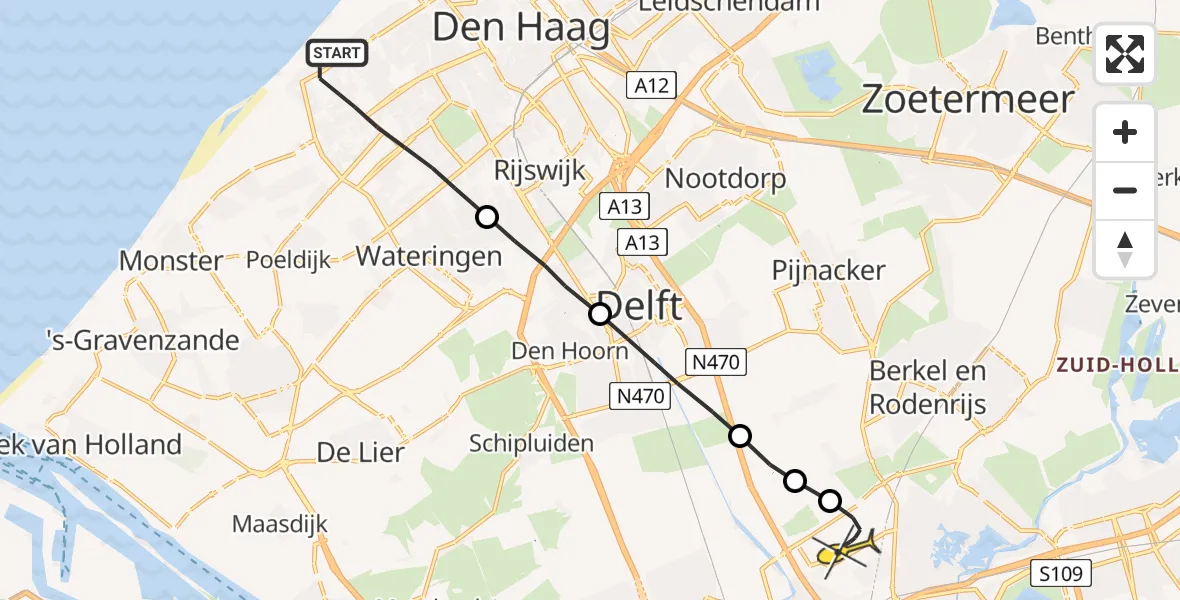 Routekaart van de vlucht: Lifeliner 2 naar Rotterdam The Hague Airport