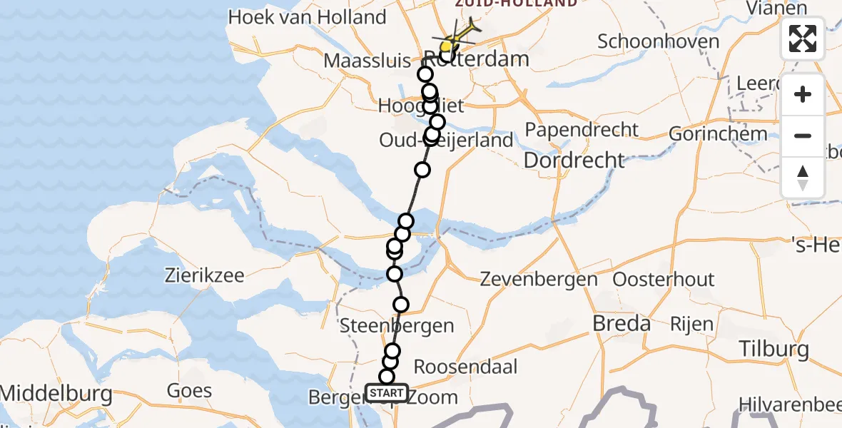 Routekaart van de vlucht: Lifeliner 2 naar Rotterdam The Hague Airport