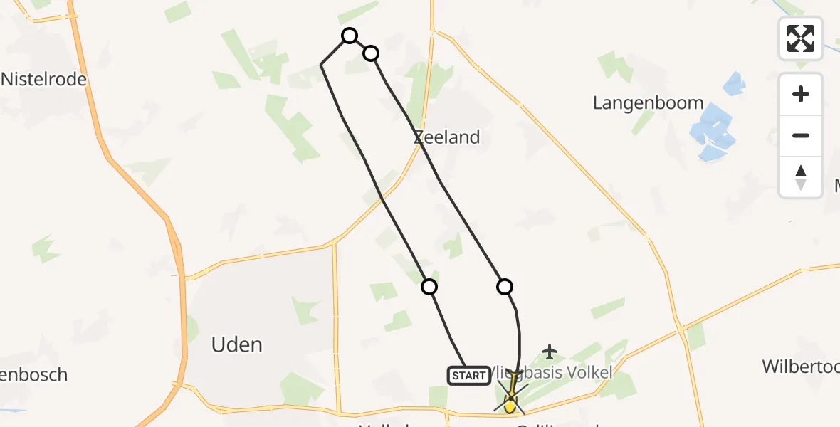 Routekaart van de vlucht: Lifeliner 3 naar Vliegbasis Volkel