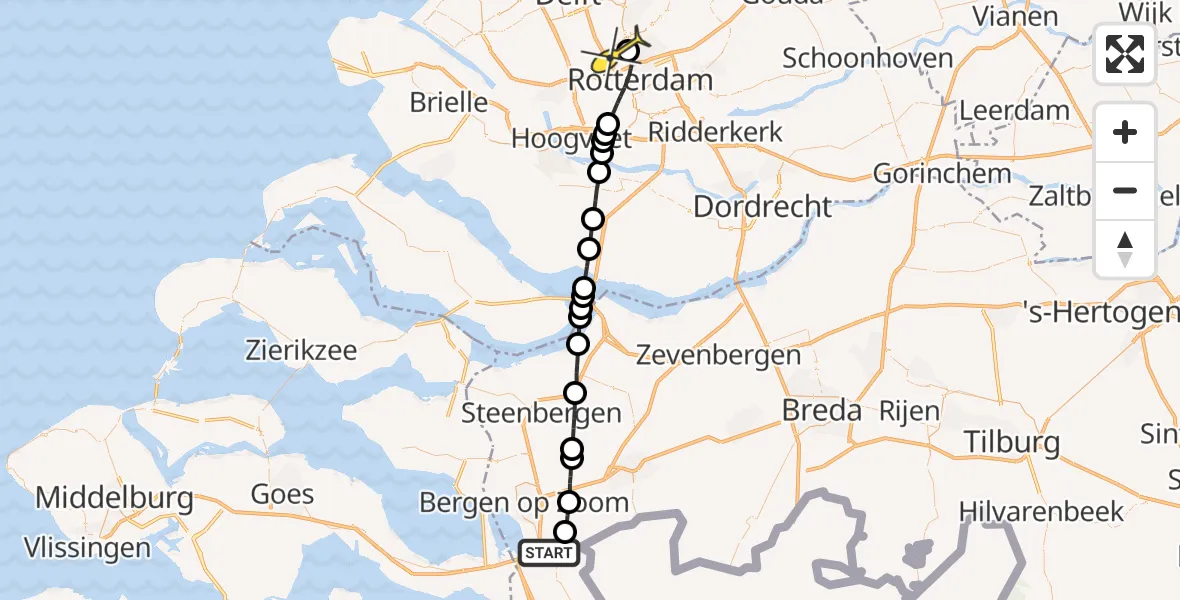 Routekaart van de vlucht: Lifeliner 2 naar Rotterdam The Hague Airport