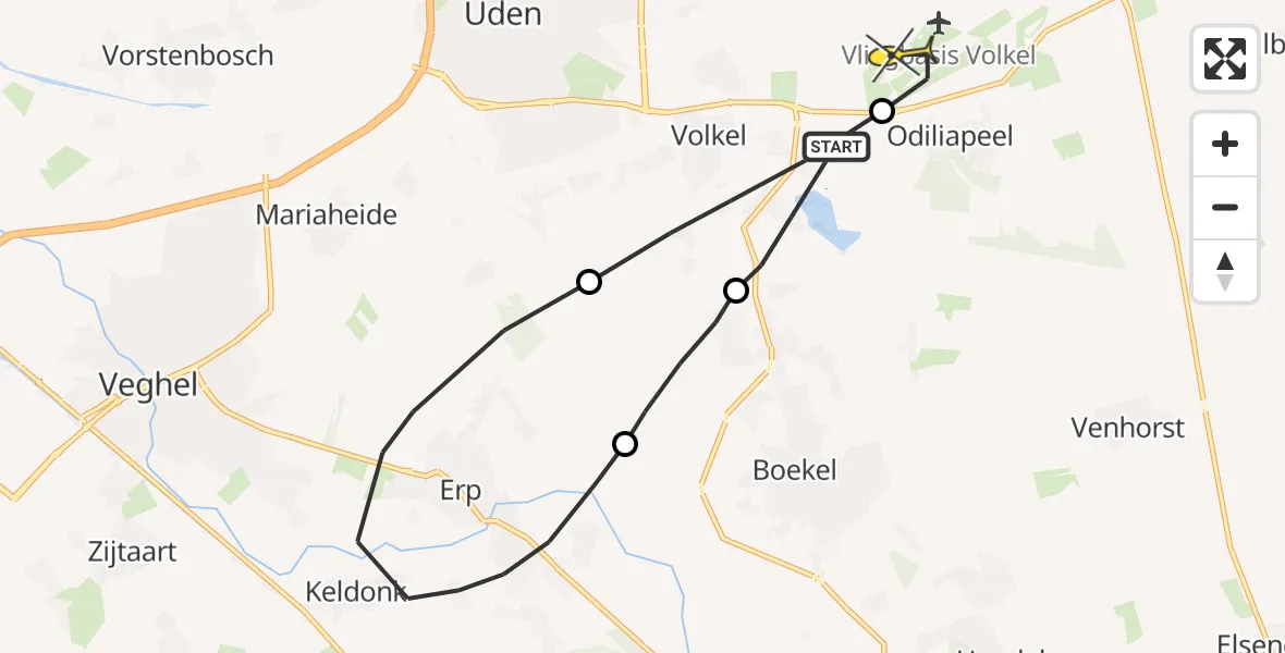 Routekaart van de vlucht: Lifeliner 3 naar Vliegbasis Volkel