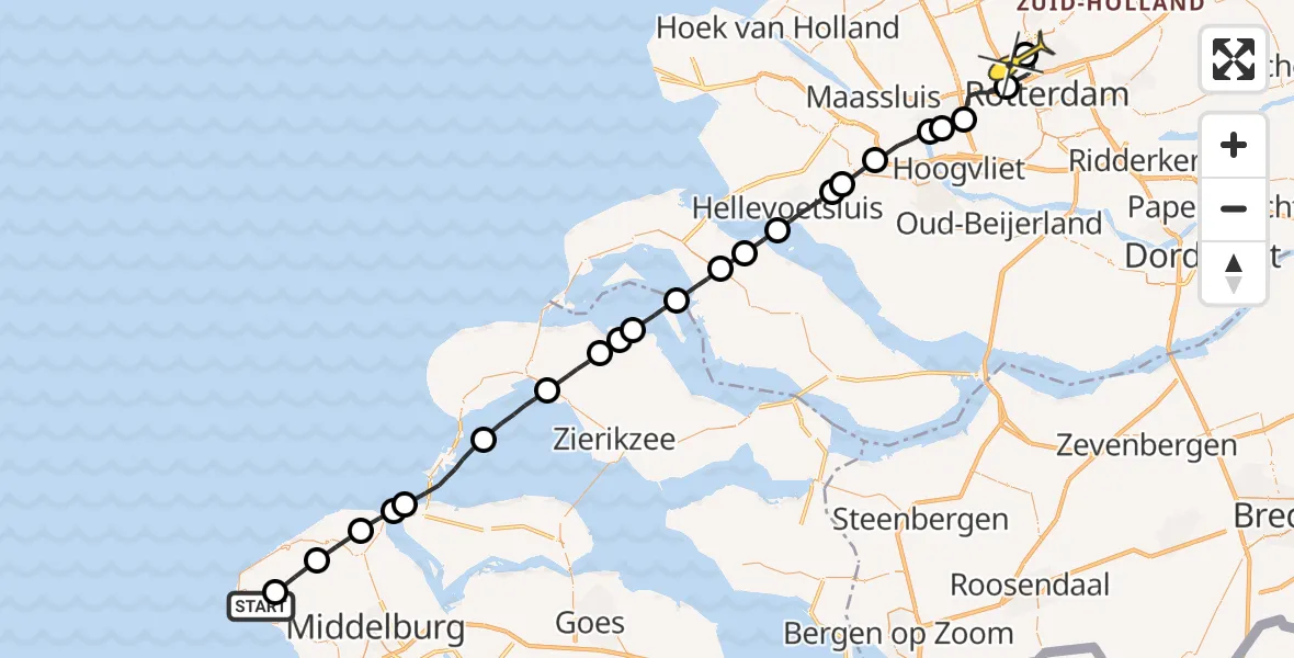 Routekaart van de vlucht: Lifeliner 2 naar Rotterdam The Hague Airport