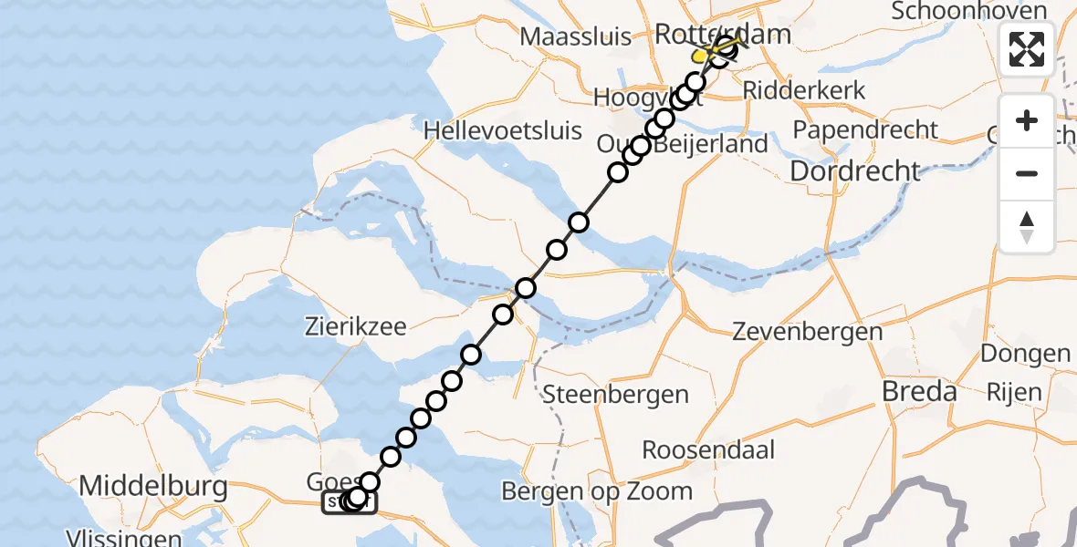 Routekaart van de vlucht: Lifeliner 2 naar Erasmus MC