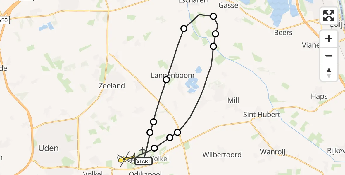 Routekaart van de vlucht: Lifeliner 3 naar Vliegbasis Volkel