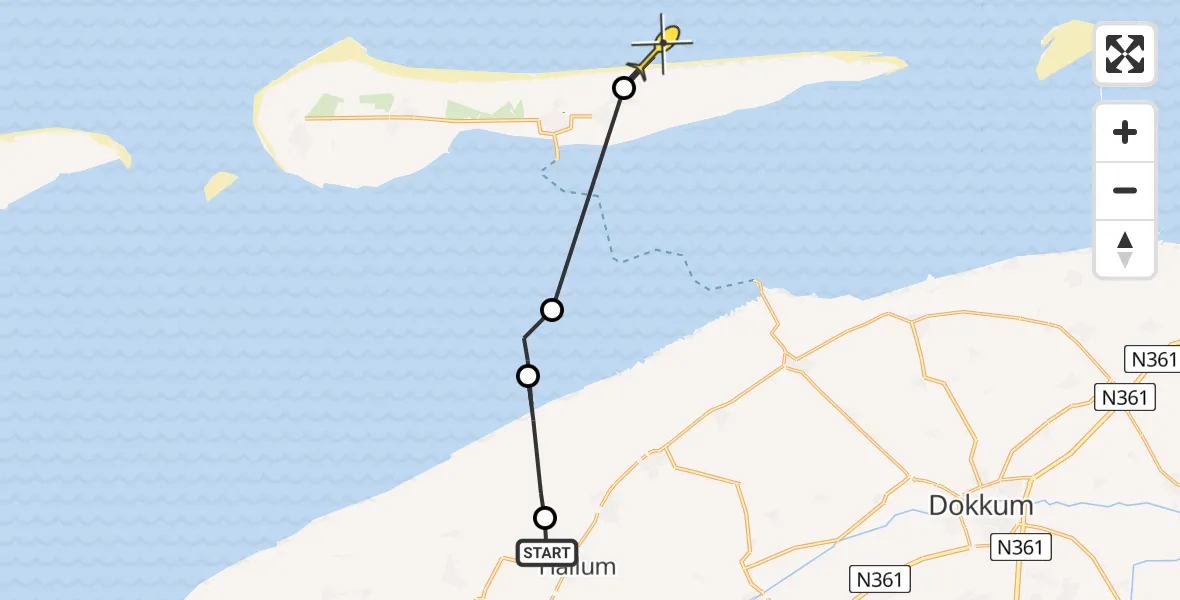 Routekaart van de vlucht: Ambulancehelikopter naar Buren