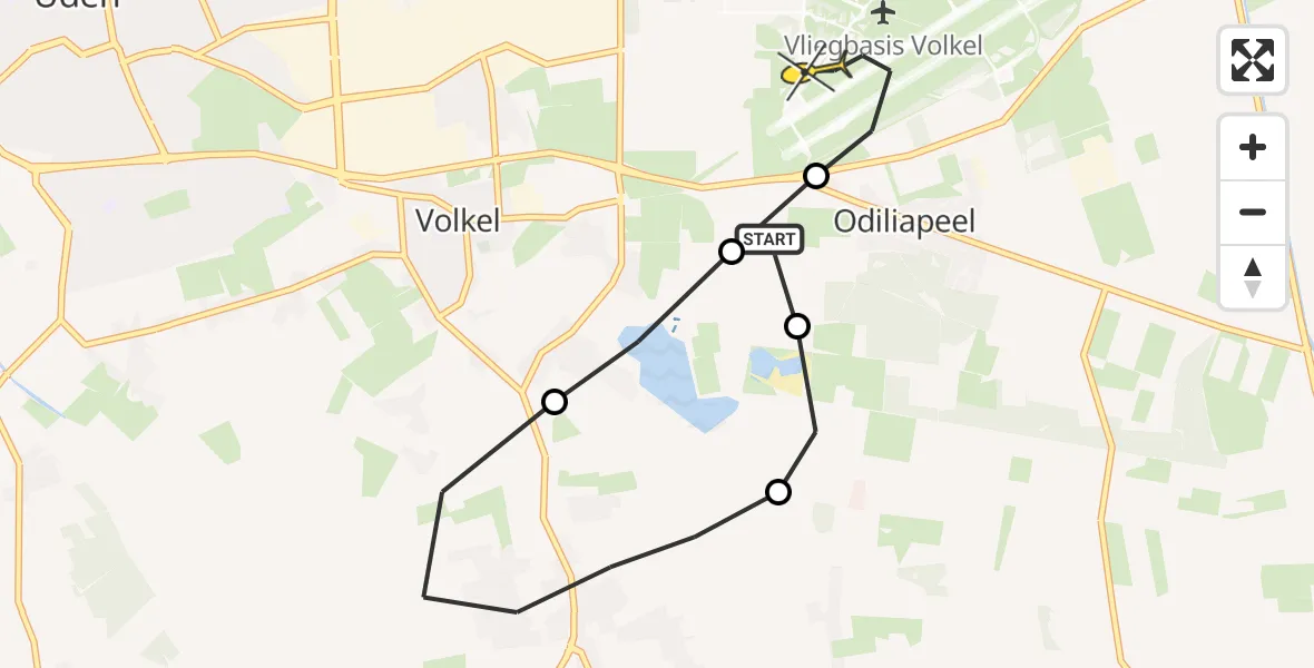 Routekaart van de vlucht: Lifeliner 3 naar Vliegbasis Volkel