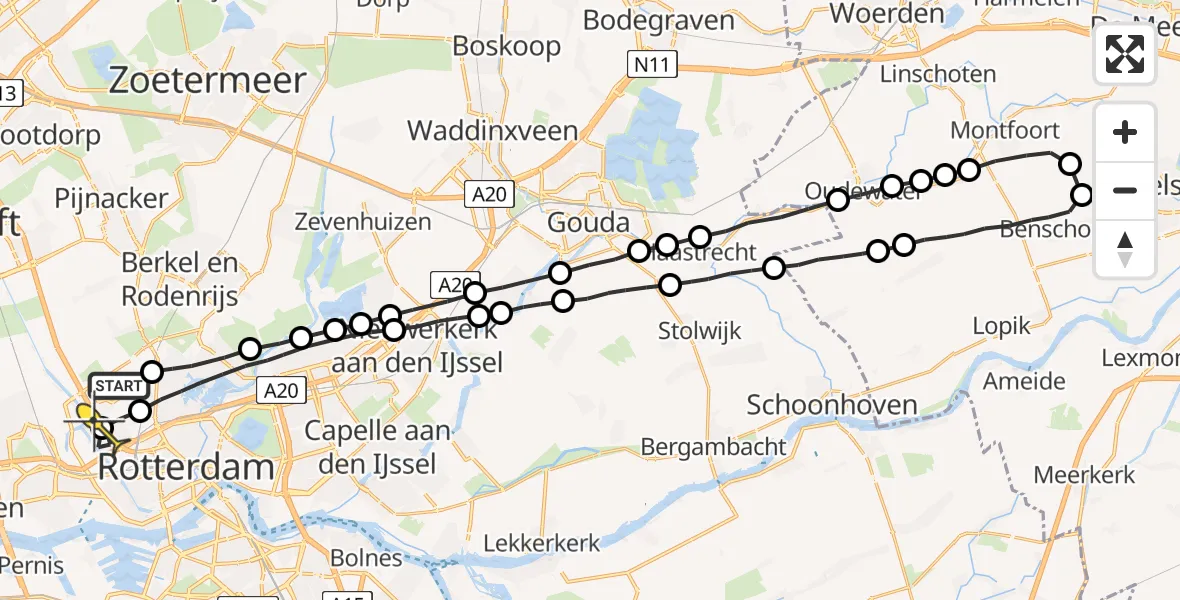 Routekaart van de vlucht: Lifeliner 2 naar Rotterdam