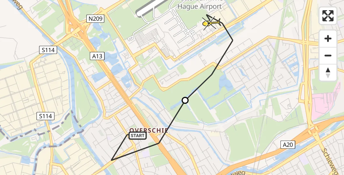 Routekaart van de vlucht: Lifeliner 2 naar Rotterdam The Hague Airport