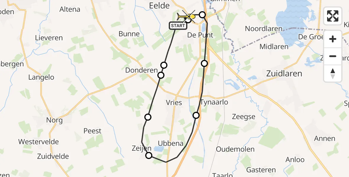 Routekaart van de vlucht: Lifeliner 4 naar Groningen Airport Eelde