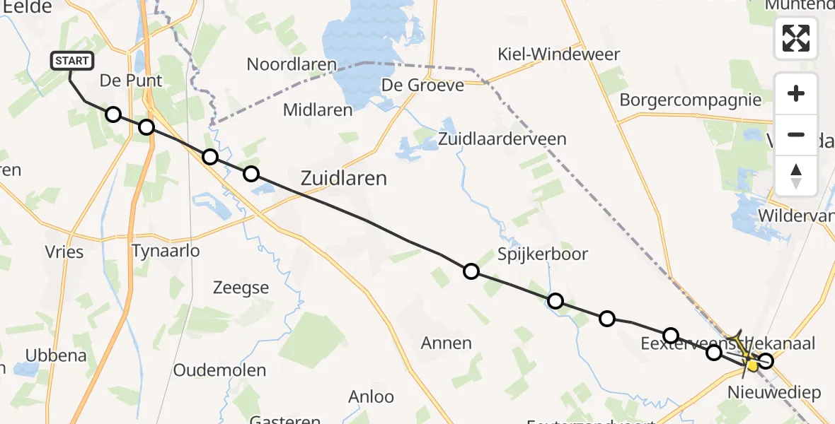 Routekaart van de vlucht: Lifeliner 4 naar Wildervank