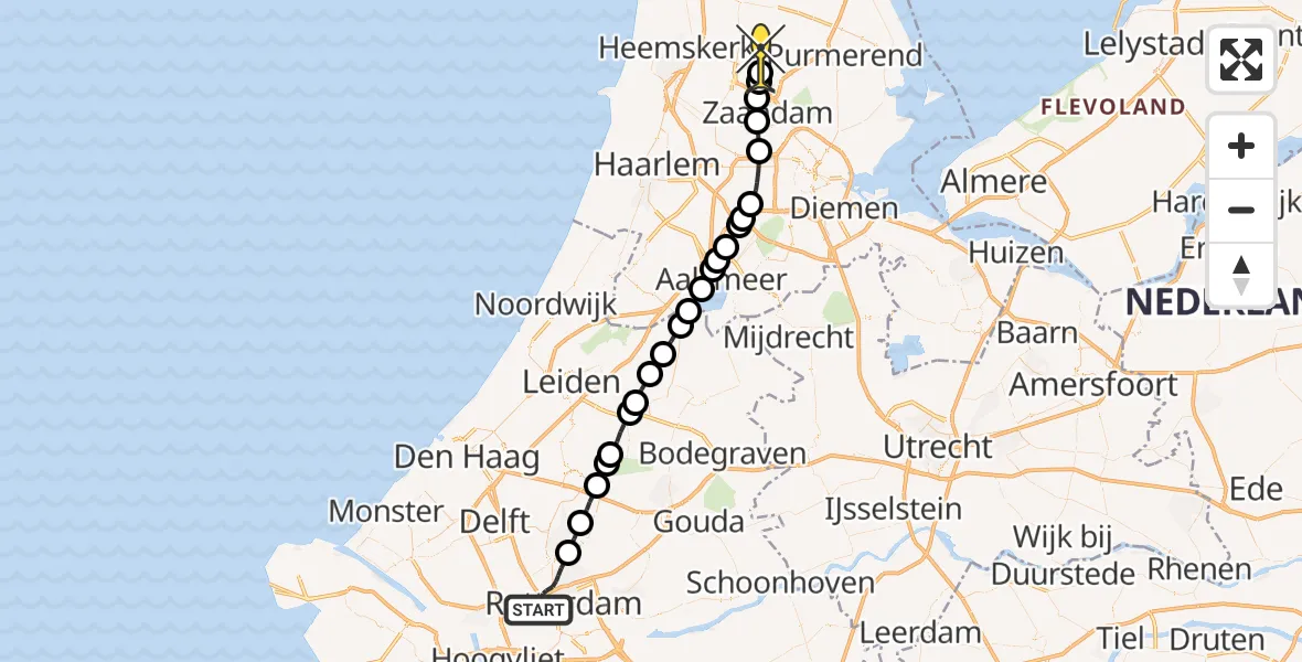 Routekaart van de vlucht: Lifeliner 2 naar Wormer