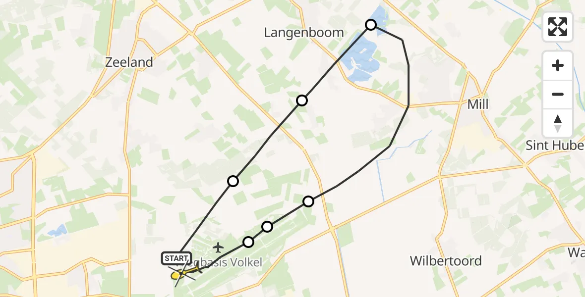 Routekaart van de vlucht: Lifeliner 3 naar Vliegbasis Volkel