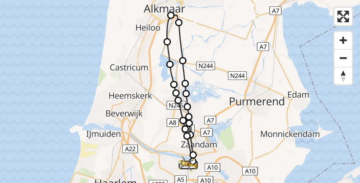 Vluchtroute Traumahelikopter Amsterdam Heliport - Amsterdam Heliport, 03 augustus 2023, 17:10