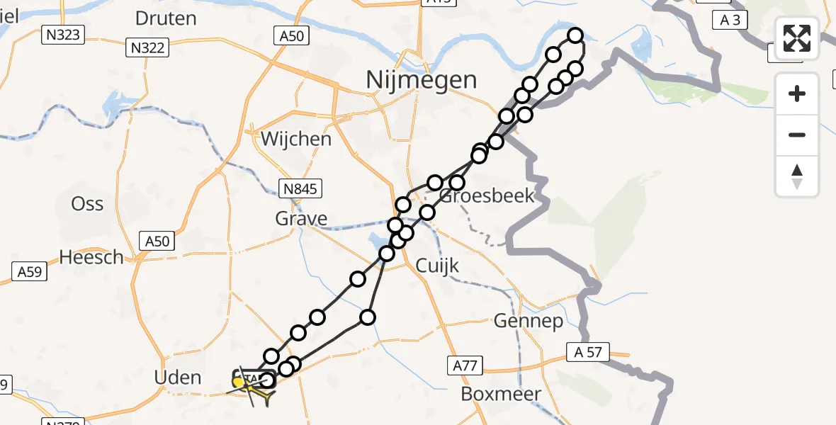 Routekaart van de vlucht: Lifeliner 3 naar Vliegbasis Volkel