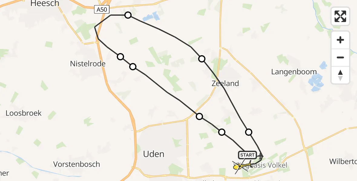 Routekaart van de vlucht: Lifeliner 3 naar Vliegbasis Volkel