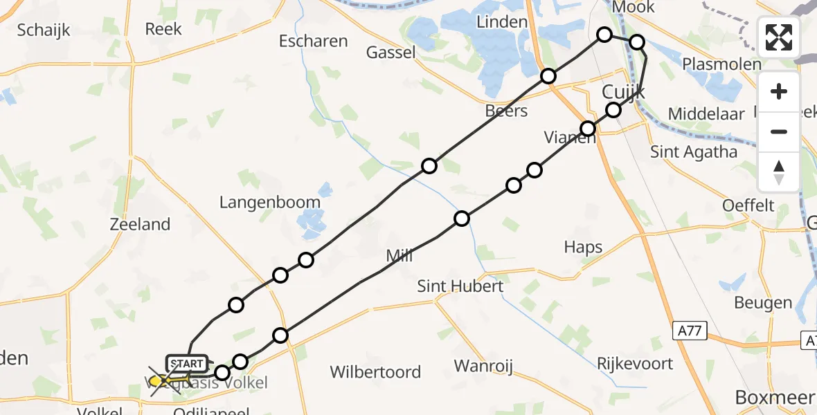 Routekaart van de vlucht: Lifeliner 3 naar Vliegbasis Volkel