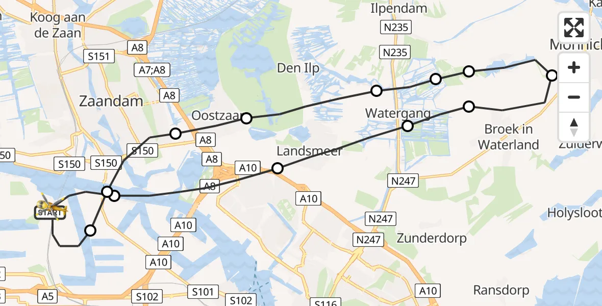Vluchtroute Traumahelikopter Amsterdam Heliport - Amsterdam Heliport, 04 augustus 2023, 07:23