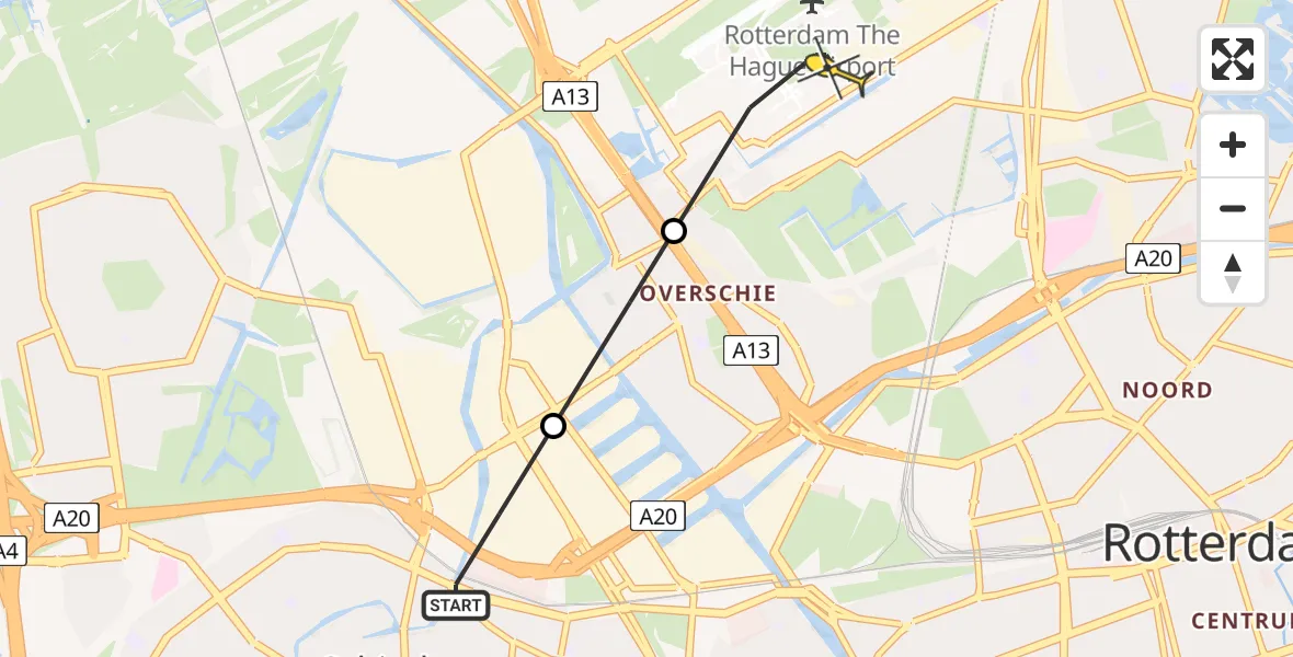 Routekaart van de vlucht: Lifeliner 2 naar Rotterdam The Hague Airport