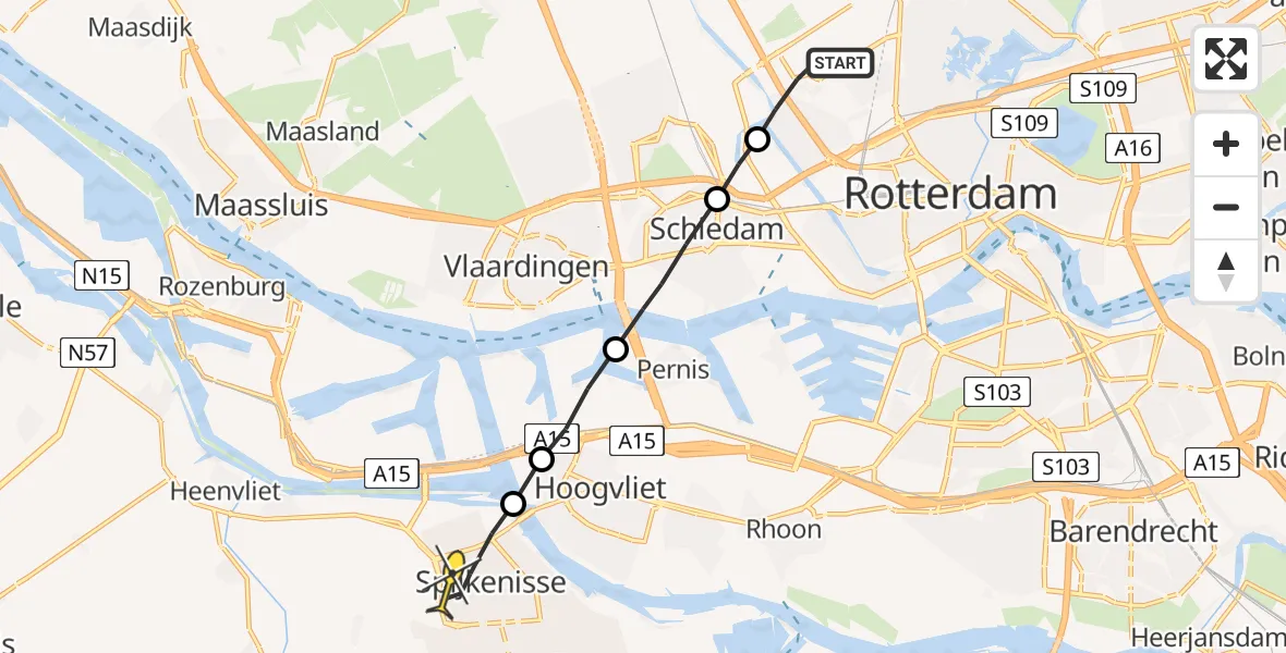 Routekaart van de vlucht: Lifeliner 2 naar Spijkenisse