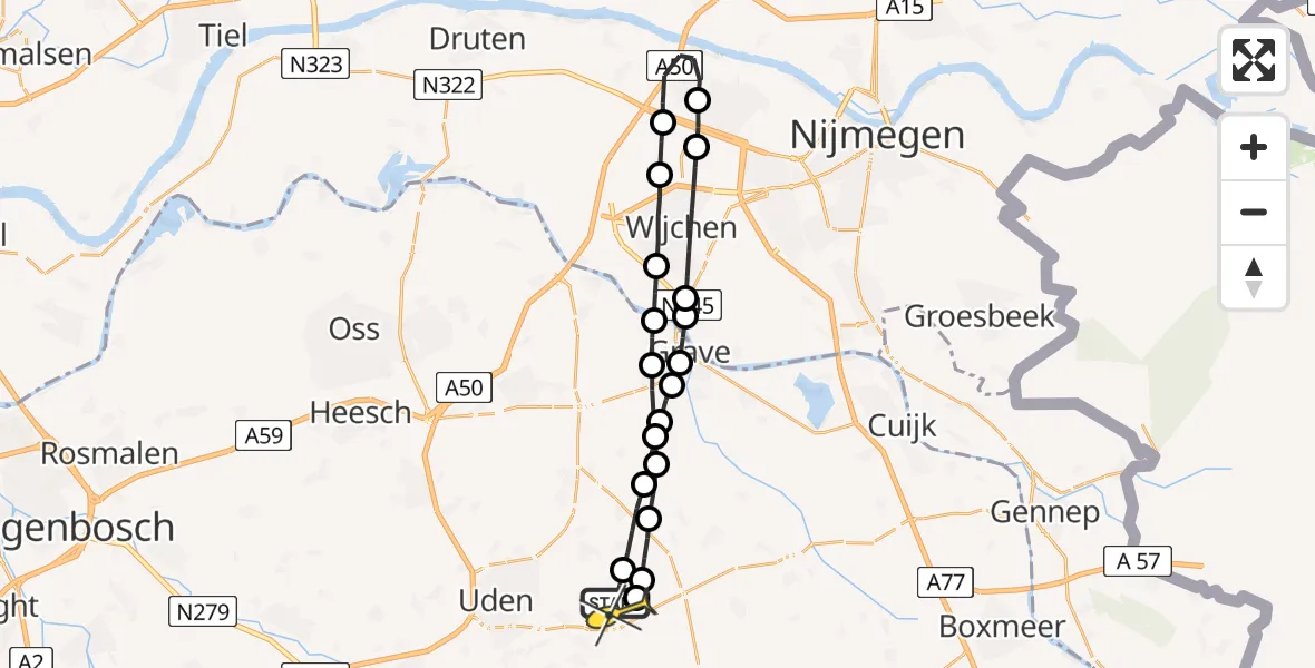 Routekaart van de vlucht: Lifeliner 3 naar Vliegbasis Volkel