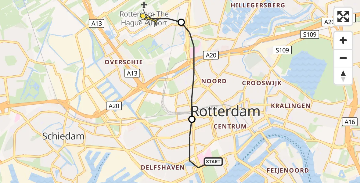 Routekaart van de vlucht: Lifeliner 2 naar Rotterdam The Hague Airport