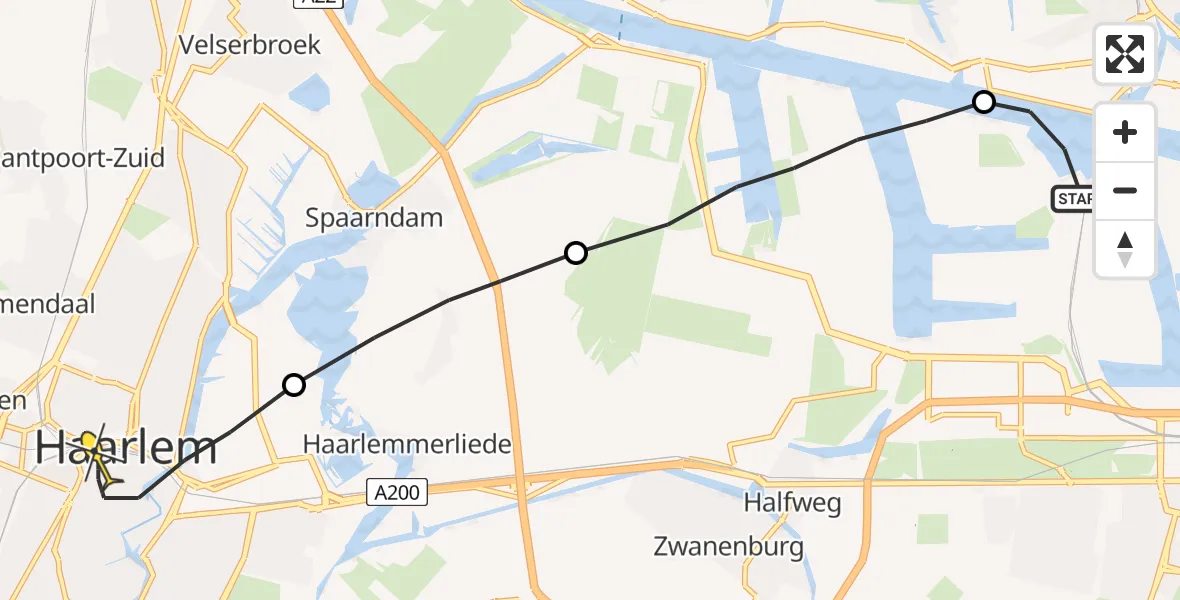 Routekaart van de vlucht: Lifeliner 1 naar Haarlem