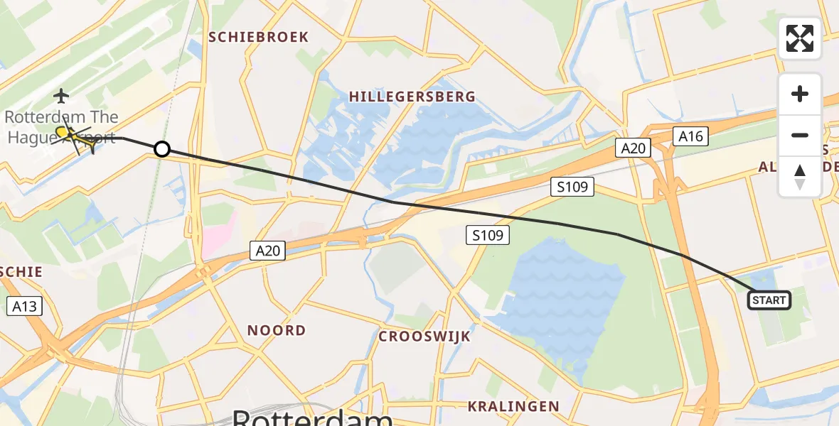 Routekaart van de vlucht: Lifeliner 2 naar Rotterdam The Hague Airport