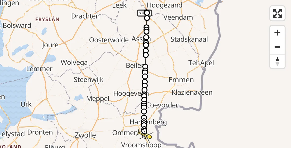 Routekaart van de vlucht: Lifeliner 4 naar Mariënberg