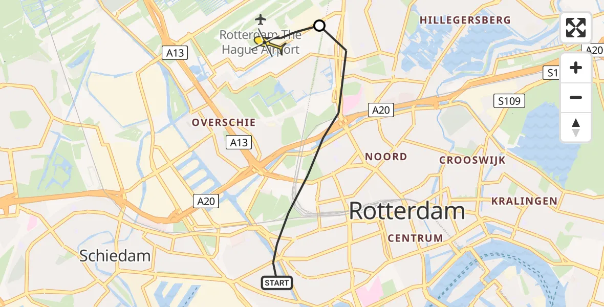 Routekaart van de vlucht: Lifeliner 2 naar Rotterdam The Hague Airport