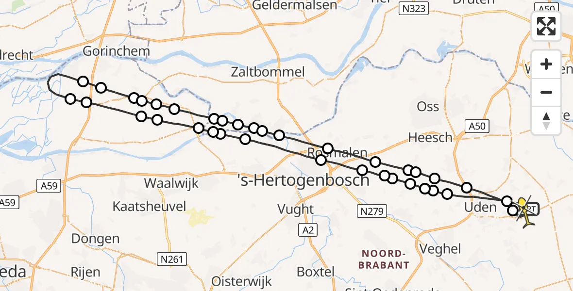 Routekaart van de vlucht: Lifeliner 3 naar Vliegbasis Volkel