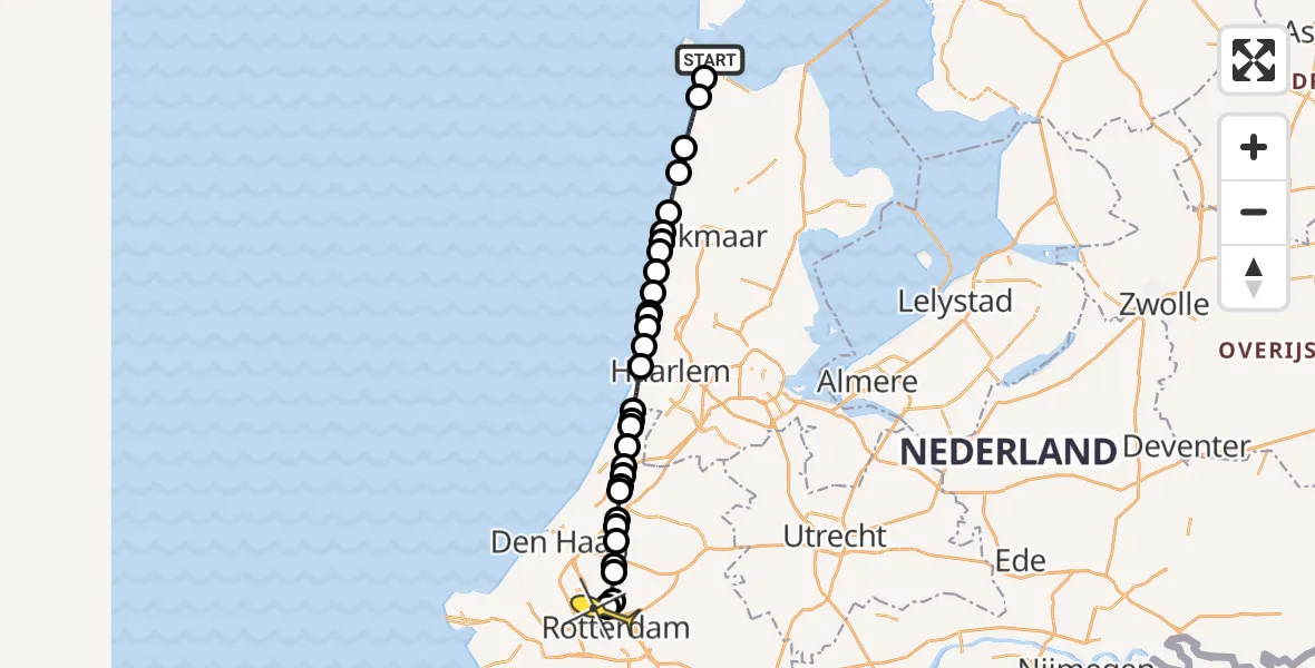 Routekaart van de vlucht: Lifeliner 2 naar Rotterdam The Hague Airport