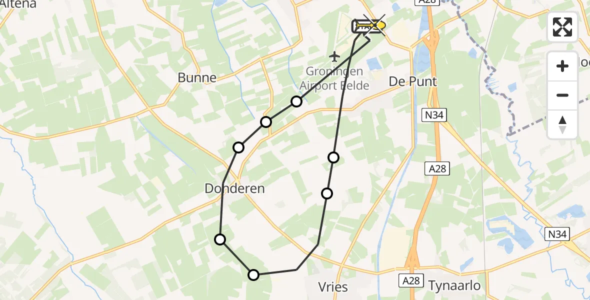 Routekaart van de vlucht: Lifeliner 4 naar Groningen Airport Eelde