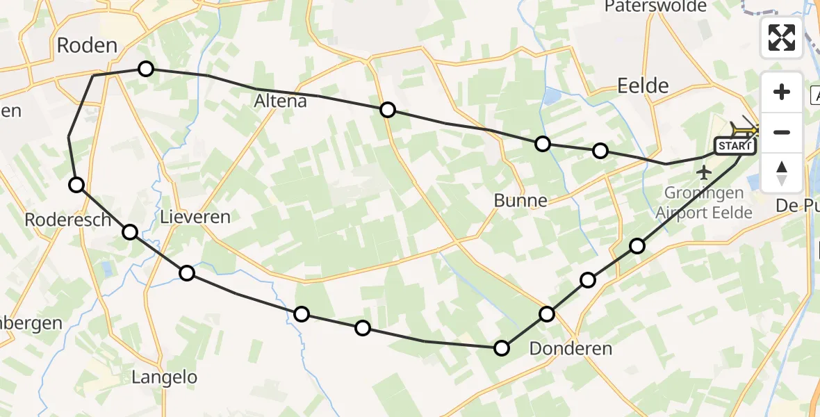 Routekaart van de vlucht: Lifeliner 4 naar Groningen Airport Eelde