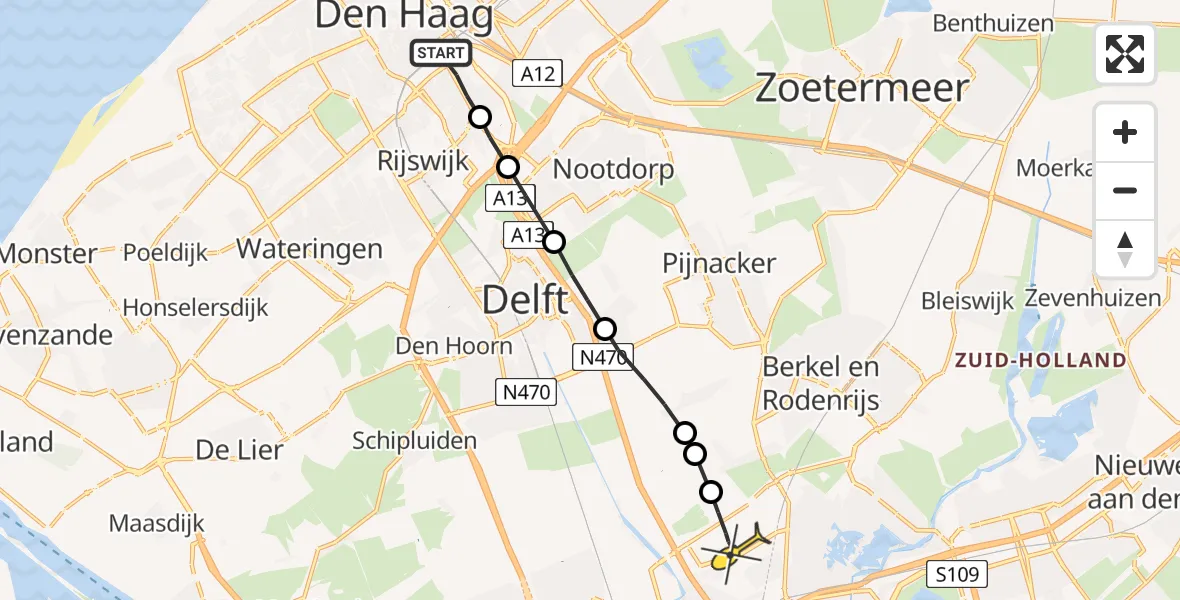 Routekaart van de vlucht: Lifeliner 2 naar Rotterdam The Hague Airport