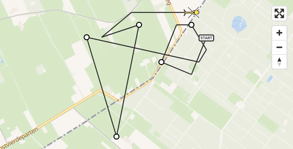 Routekaart van de vlucht: Politiehelikopter naar Boijl