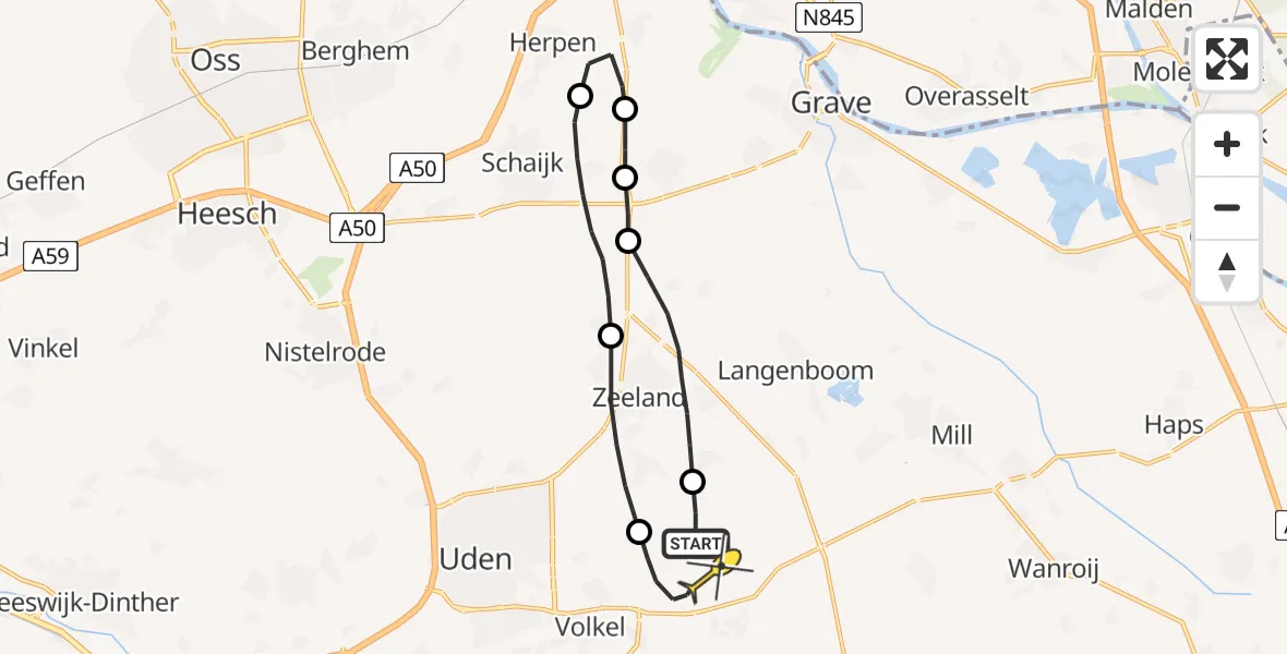 Routekaart van de vlucht: Lifeliner 3 naar Vliegbasis Volkel